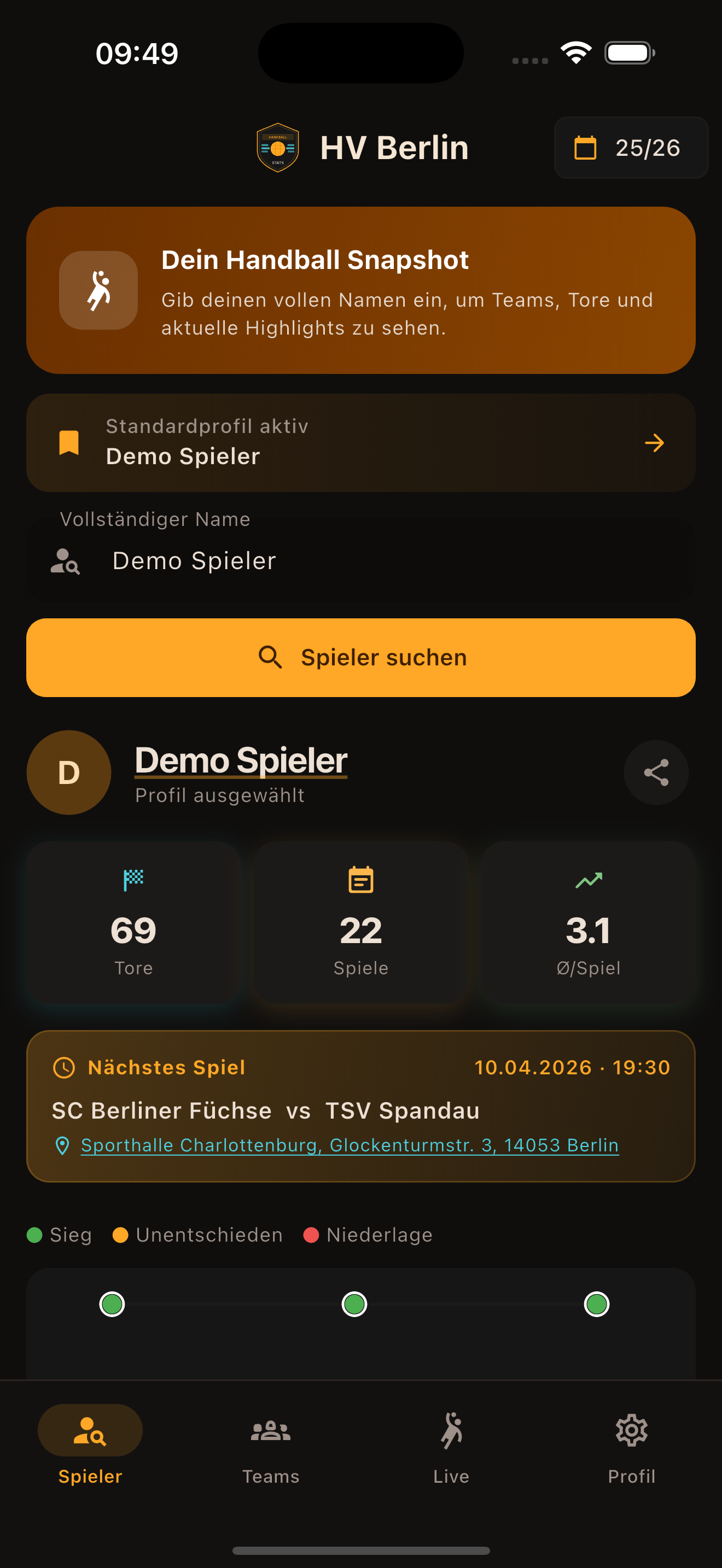 Spieler-Dashboard